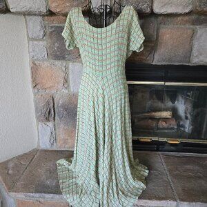 Green Plaid Maxi Dress